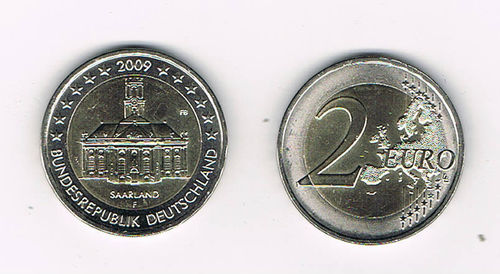 Pièce commémorative 2 euros Allemagne 2009 Capitale La Sarre