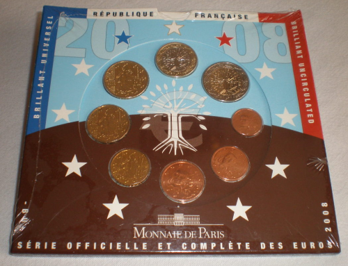 Coffret BU France 2008 Rare Série 8 pièces 1cent à 2euro