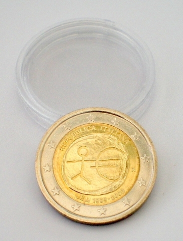 Pièce commémorative 2 Euro  Italie, année  2009. 10 ans de L 'Euro.