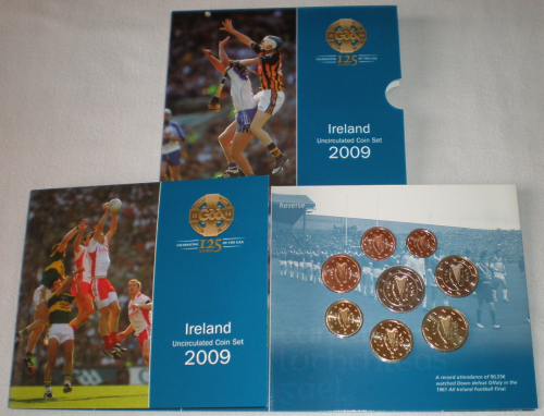 Monnaies Irlande série 8 pièces de 1 centime à 2 euro en coffret officiel, année 2009.