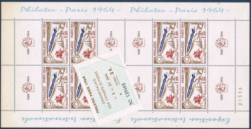 FEUILLET FRANCE N°6 EXPOSITION INTERNATIONALE PHILATEC PARIS 1964