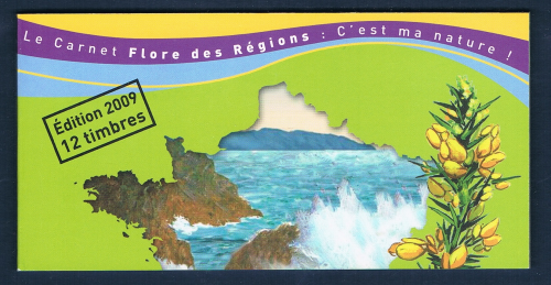 Carnet  Flore des régions C'est ma nature, du nord de la France 2009, carnet 12 timbres autocollants.