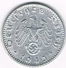 Monnaie Allemagne Deutches Reich, 50 Reichspfennig 1943 A en aluminium, Avers Aigle au dessus de la croix.