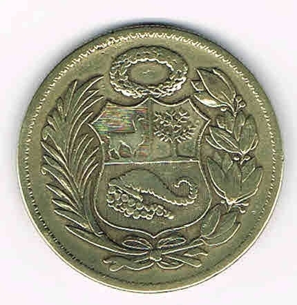 Monnaie U N  Sol  de Oro 1956 laiton, EL Banco central de réserva del Peru.