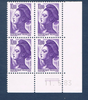 Timbres poste de France bloc de quatre timbres avec coin daté du 11. 5. 83. neuf. Réf Yvert & Tellier N° 2276, timbres Liberté de Delacroix valeur 10 f. violet.
