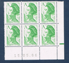 Timbres poste de France bloc de six timbres avec coin daté du 15. 05. 86. neuf. Réf Yvert & Tellier N° 2423, timbres Liberté avec lettre A vert, bloc intact lot N° 1.