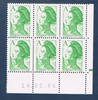 Timbres poste de France bloc de six timbres avec coin daté du 14. 05. 86. neuf. Réf Yvert & Tellier N° 2423, timbres Liberté avec lettre A vert, bloc intact lot N° 3.