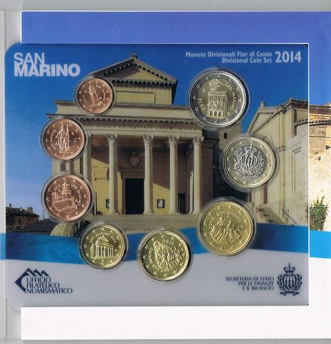SAN MARINO 2014 Série 8 pièces en euro d'usage courant