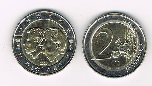 Pièce 2€ Belgique 2005 portrait du roi Albert II de profil