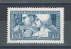 Timbre de France année 1928 type le travail. 1 f.50 + 8 f.50 bleu. Réf Yvert & Tellier N° 252 neuf* gomme d'origine avec trace de charnière propre. Timbre au profit de la caisse d'amortissement.
