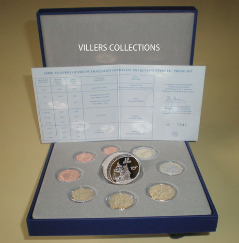 Coffret Monnaie Paris BE 2011 - 8 pièces + 10 euros argent