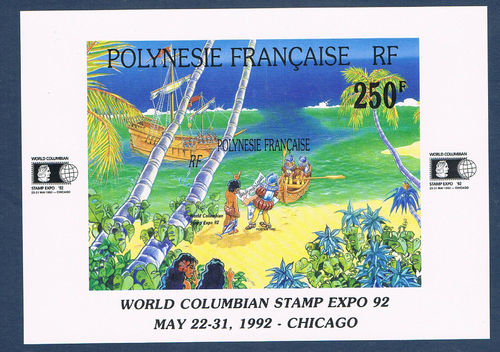 Polynésie Bloc feuillet non dentelé N°20 neuf World Columbian Stamp