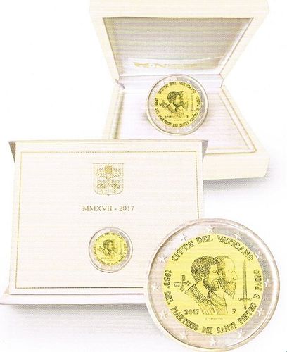 Vatican pièces 2 Euros BU + BE 1950e Anniversaire du martyre de ST Pierre