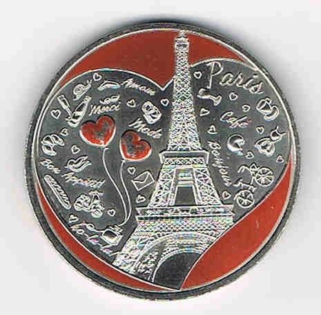 Jeton touristique coloré Monnaie Paris Tour Eiffel Coeur