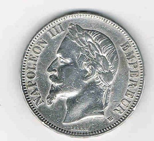 Pièce de 5 francs argent 1868BB Napoléon III Empereur