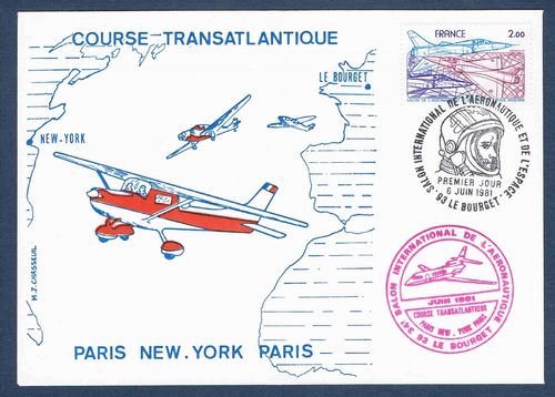 Enveloppe course Transatlantique Le Bourget Paris New .York Paris