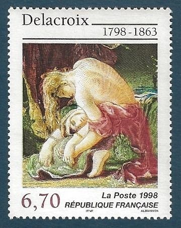 Timbre tableau naissance du peintre Eugène Delacroix