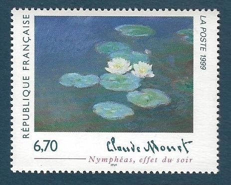Timbre tableau Claude Monet nymphéas effet du soir N°3247
