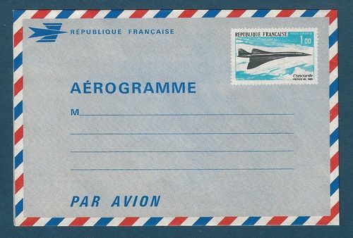 AÉROGRAMME N°1 RARE CONCORDE 1969 POSTE AÉRIENNE À SAISIR