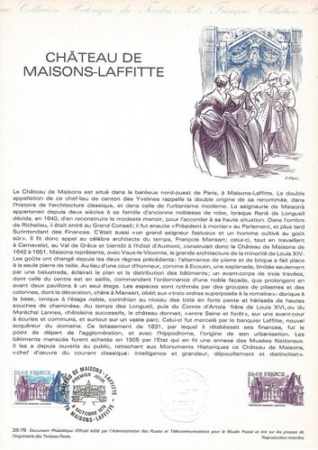 Document Château de Maisons-Laffitte 1979 Collection Historique