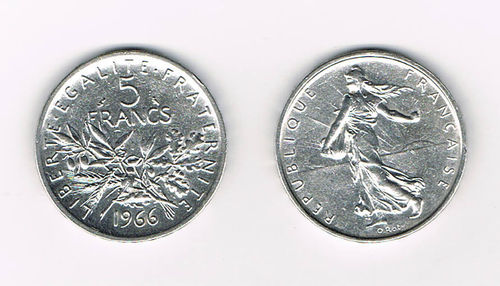 Pièce de 5 Francs argent type Semeuse 1966