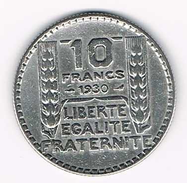 Pièce de monnaie Française de 10Francs argent type Turin 1930