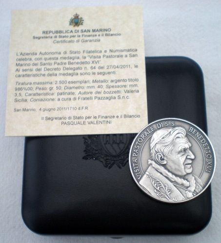 Saint Marin 2011 Médaille argent visite du Saint Père Benoît XVI