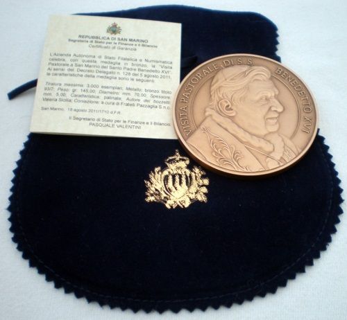 Saint Marin 2011 Médaille bronze visite du Saint Père Benoît XVI