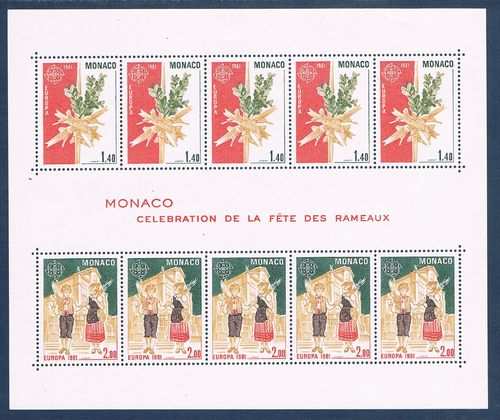 Bloc feuillet Monaco N° 19 timbres Europa