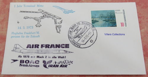 Enveloppe 1er jour poste aérienne AIR France Al 1975
