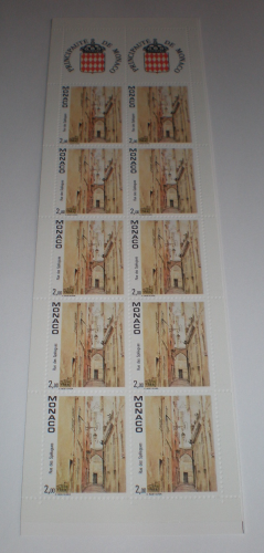 Timbre  Monaco carnets. N° 3, bande verticale de 10 timbres, année 1989.