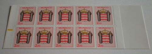 Timbre  Monaco carnets N°2, bande  horizontale de 10 timbres.