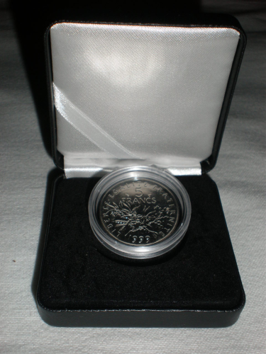 Monnaie Française 5 Francs type  Semeuse Nickel, année 1999.