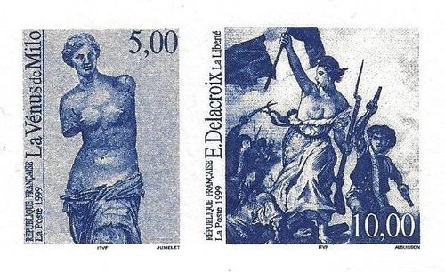 Gravure de France 1999 Delacroix la Liberté La Vénus de Milo