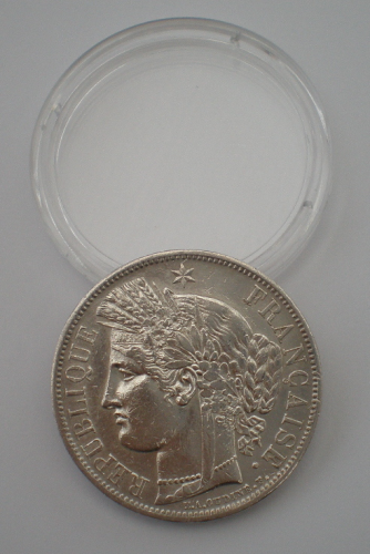 Pièce 5 francs Cérès II ème république, titre  argent 900/000. Date 1849 atelier  A.