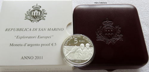 Saint Marin 2011 Pièce 5 Euro argent Explorateurs européens