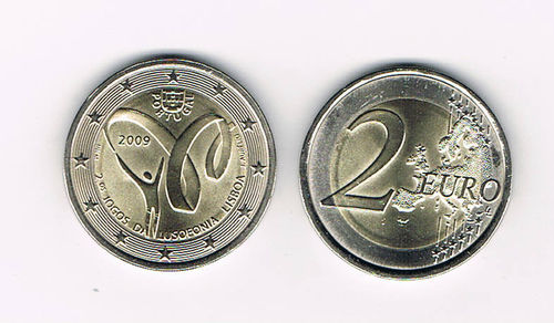 Pièce 2 Euro commémorative Portugal 2009 Jeux de Lusophonie