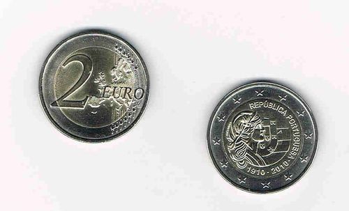Pièce de 2€ commémorative Portugal 2010 République Portugaise