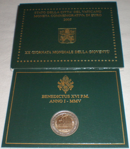 Pièce 2Euro commémorative du Vatican 2005 Benoit XVI Rare