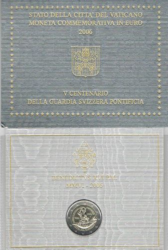 Pièce 2Euro commémorative du Vatican 2006 garde Suisse rare