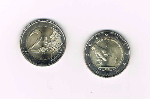Pièce de monnaie 2€ rare Malte 2011 premières élections