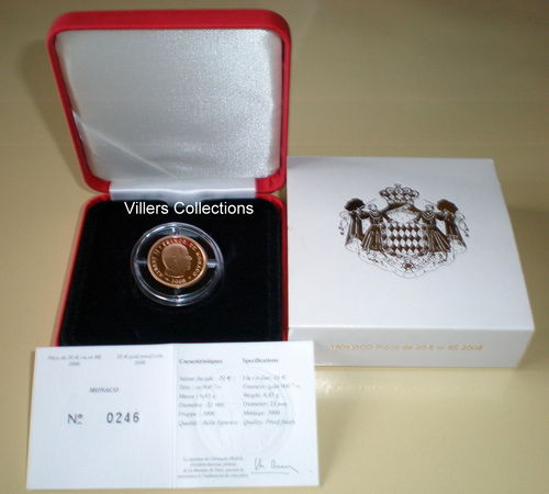 Pièce Monaco 20€ OR commémorative 2008 du Prince Albert II