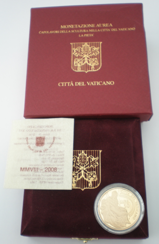 Pièce commémorative  50 Euro OR, Vatican, année  2008, version Proof.