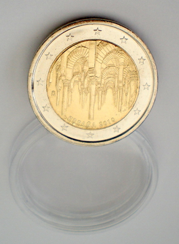 Monnaie 2 Euro Commémorative Espagne,  année 2010. Mosquée de Cordoue.
