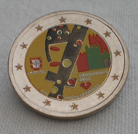 Pièce 2 Euros colorisée Portugal 2012