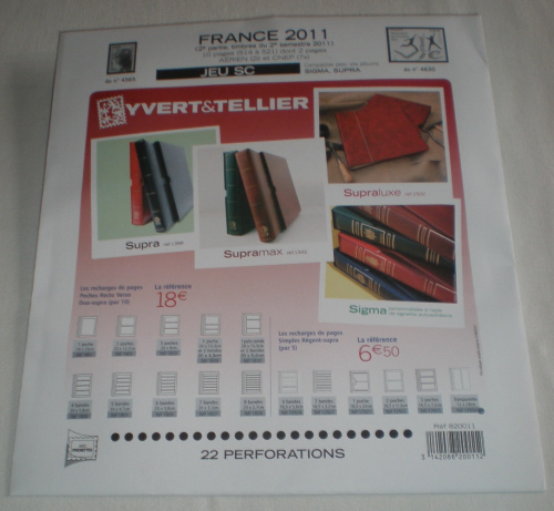Jeu SC complémentaire Yvert & Tellier France 2ème  partie  2011.