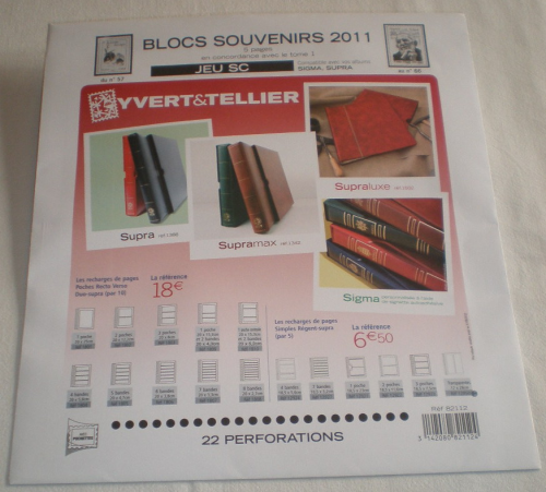 Jeu SC complémentaire blocs souvenirs France 2011 Yvert & Tellier.