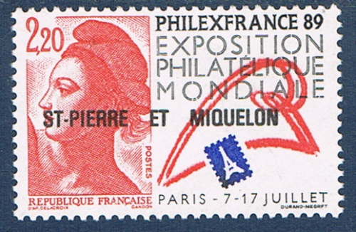 Timbre ST-Pierre-et-Miquelon N° 489, neuf** année 1988. Description:  Philexfrance 89.