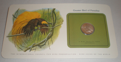 Carte lettre aux oiseaux du monde. Pièce  Greater Bird  Indonésia, année 1971. Lot N° 32.