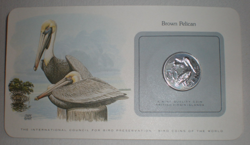 Carte lettre aux oiseaux du monde. Pièce Brown Pelican  Island, année 1980. Lot N°46.
